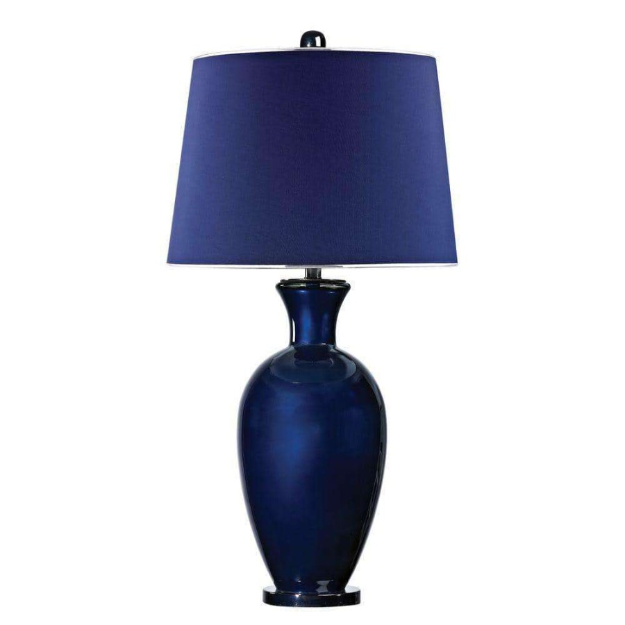 Lamps * | Helensburugh 34 In. Navy Blue Glass Table Lamp By Titan Lighting