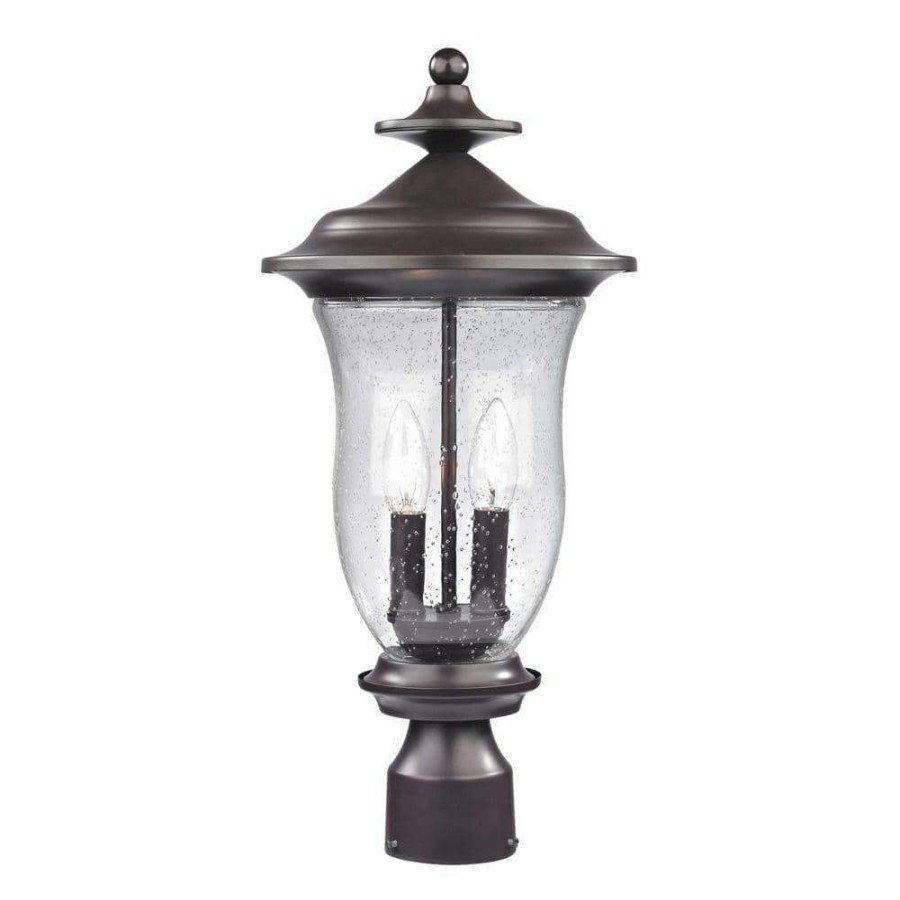 Outdoor Lighting * | Trinity 2-Light Outdoor Oil Rubbed Bronze Post Lantern By Titan Lighting