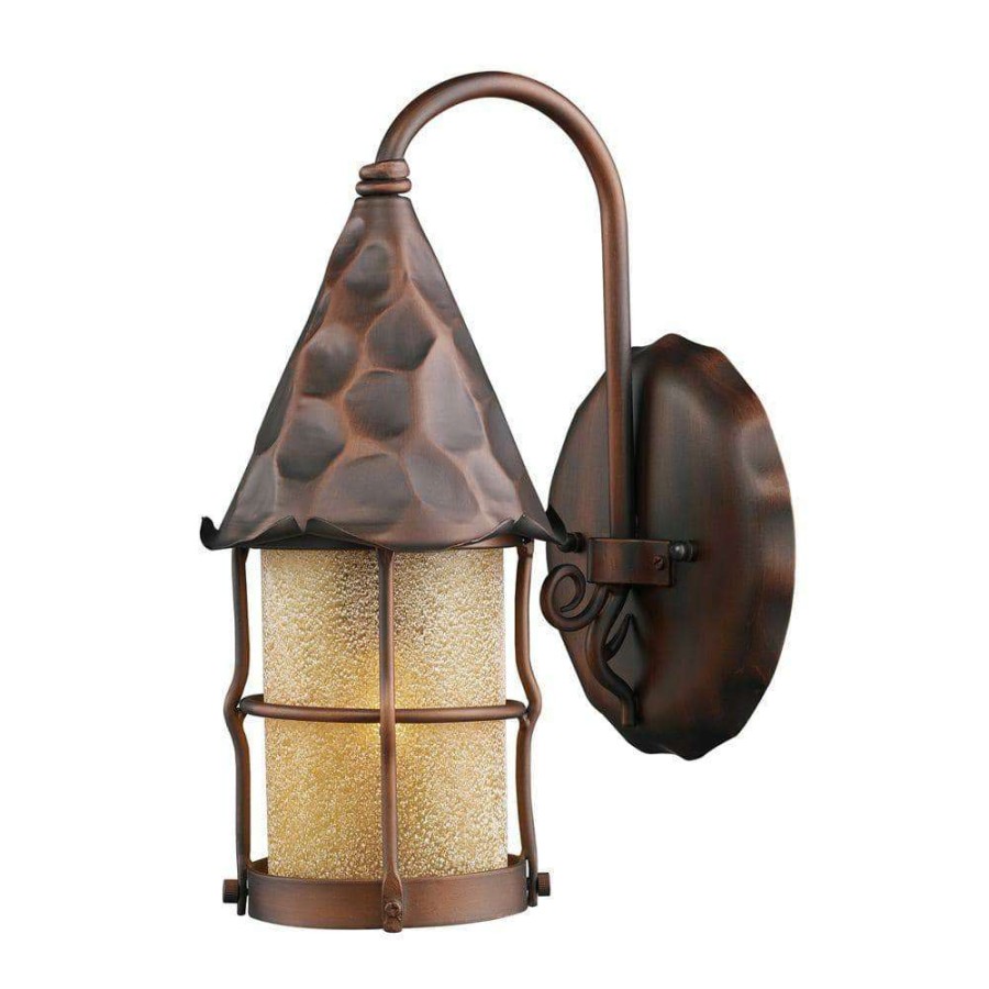 Outdoor Lighting * | Rustica 1-Light Wall Mount Outdoor Antique Copper Wall Lantern Sconce By Titan Lighting