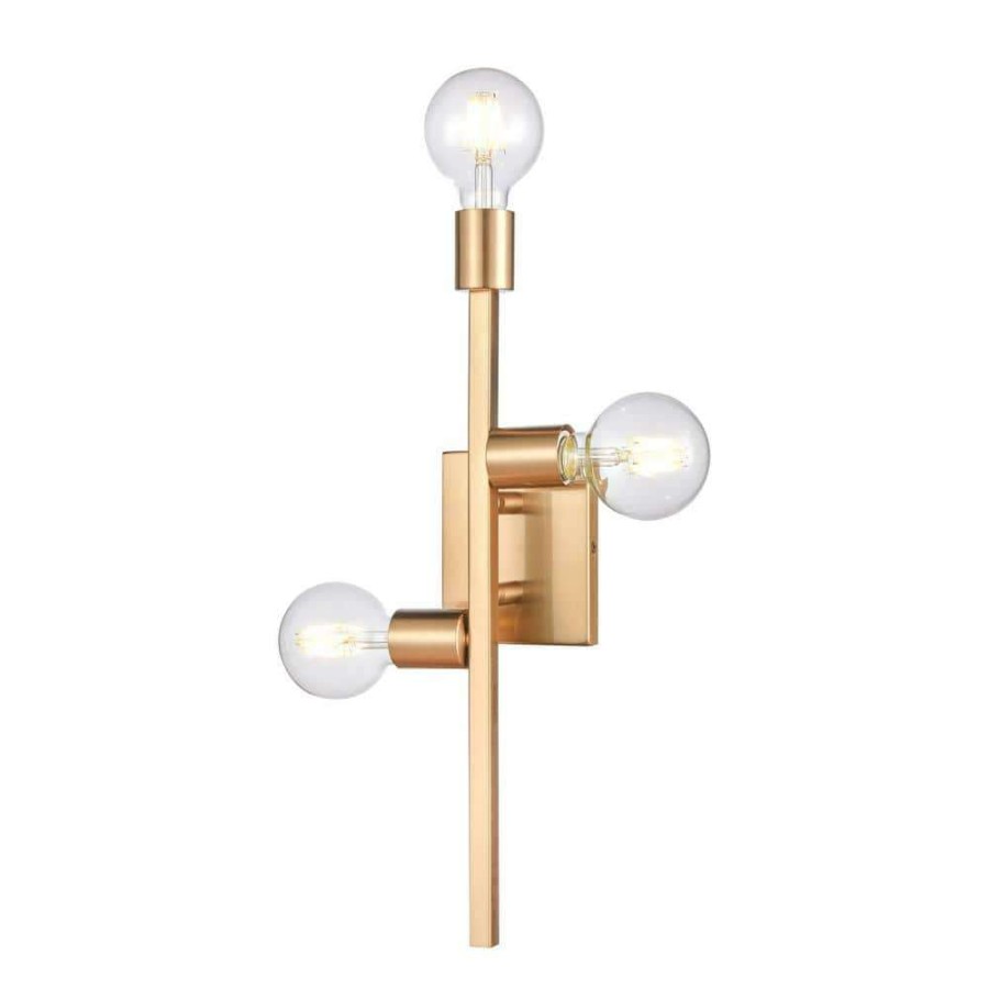 Wall Sconces * | Attune 3-Light Burnished Brass Wall Sconce By Titan Lighting