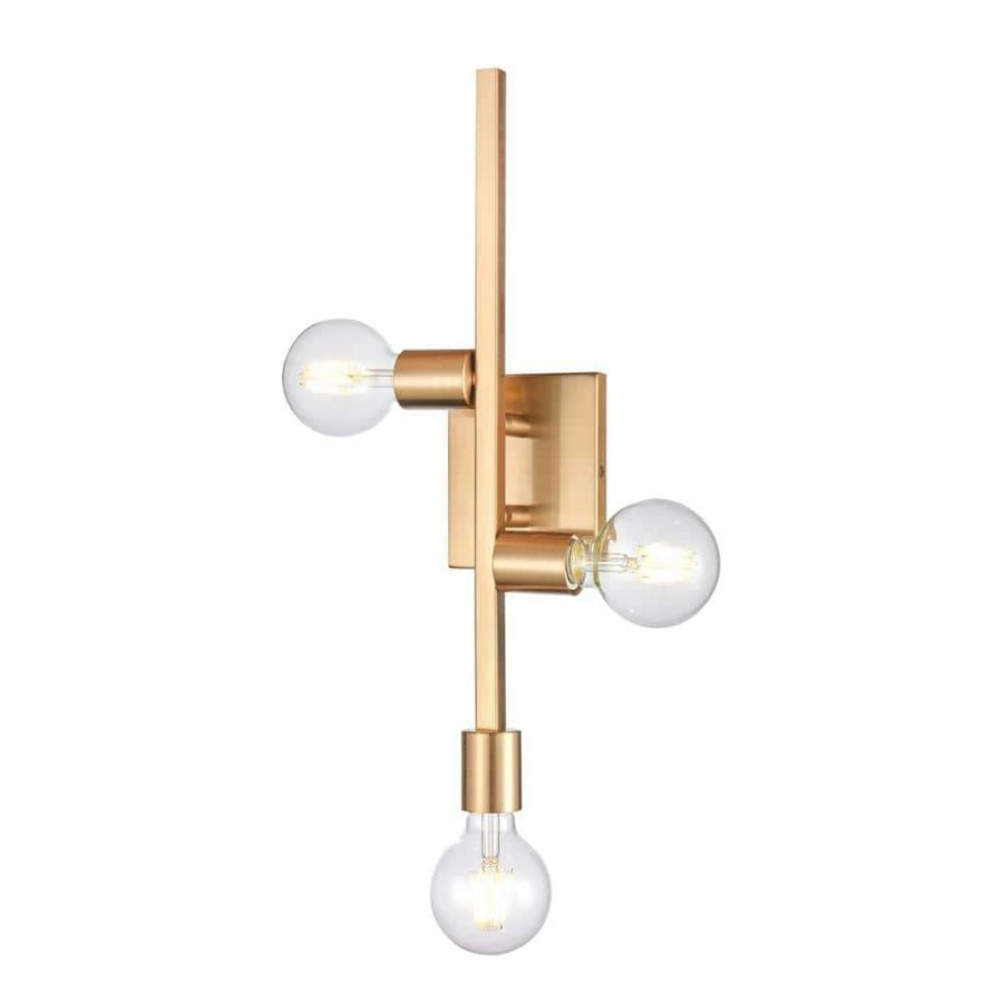 Wall Sconces * | Attune 3-Light Burnished Brass Wall Sconce By Titan Lighting