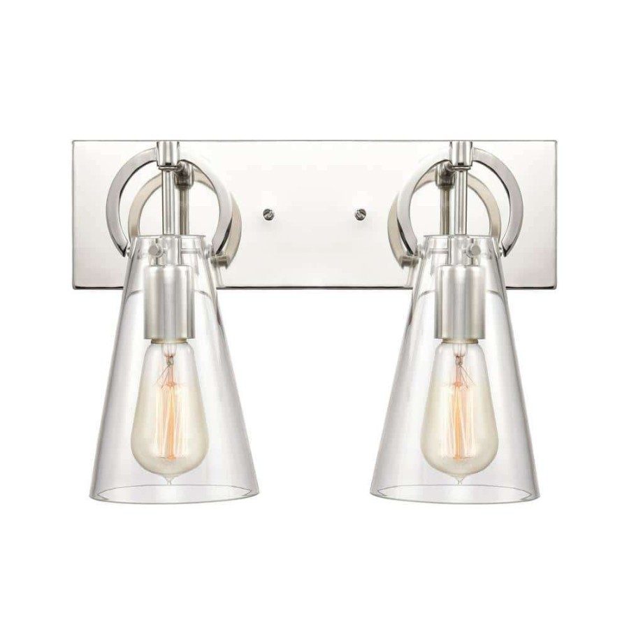 Vanity Lighting * | Gabby 15 In. 2-Light Polished Nickel Vanity Light By Titan Lighting