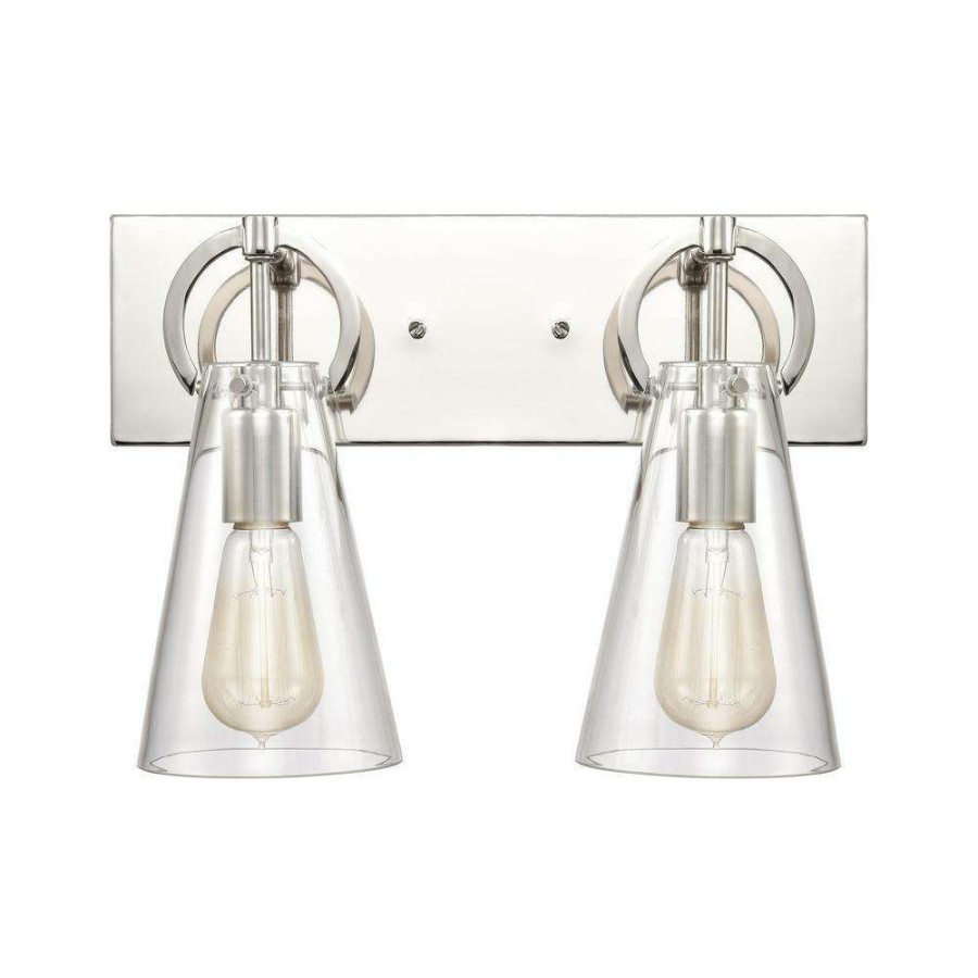 Vanity Lighting * | Gabby 15 In. 2-Light Polished Nickel Vanity Light By Titan Lighting