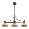 Chandeliers * | Chadwick 3-Light Oiled Bronze Island Light With Amber Glass Shades By Titan Lighting