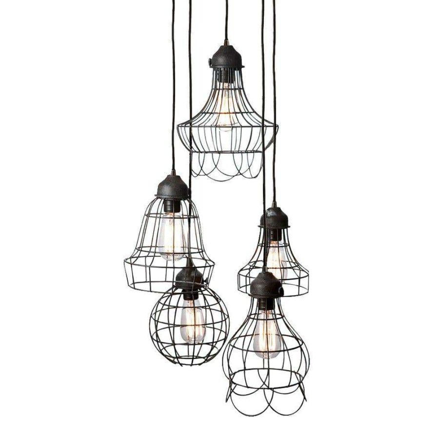 Pendant Lights * | Wire 5-Light Brown Pendant By Titan Lighting