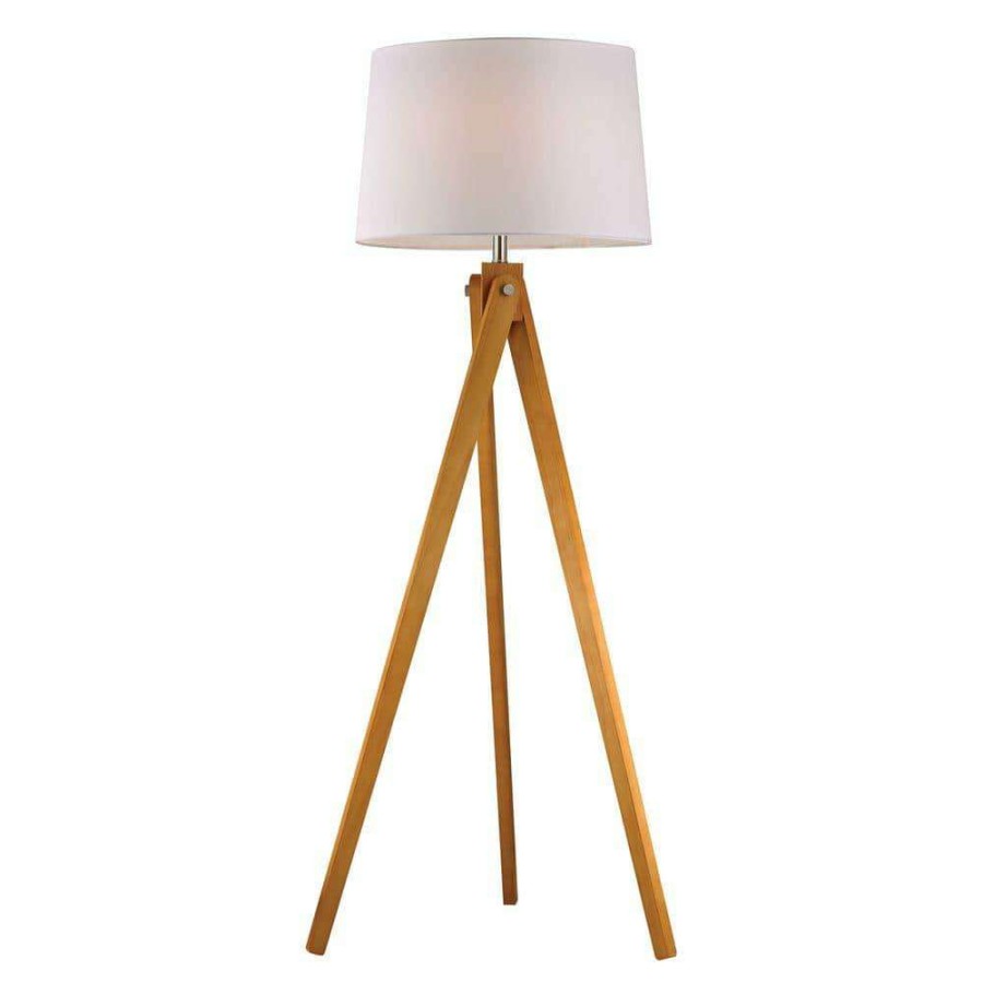 Lamps * | Wooden 1-Light 63 In. Natural Wood Tone Tripod Floor Lamp By Titan Lighting