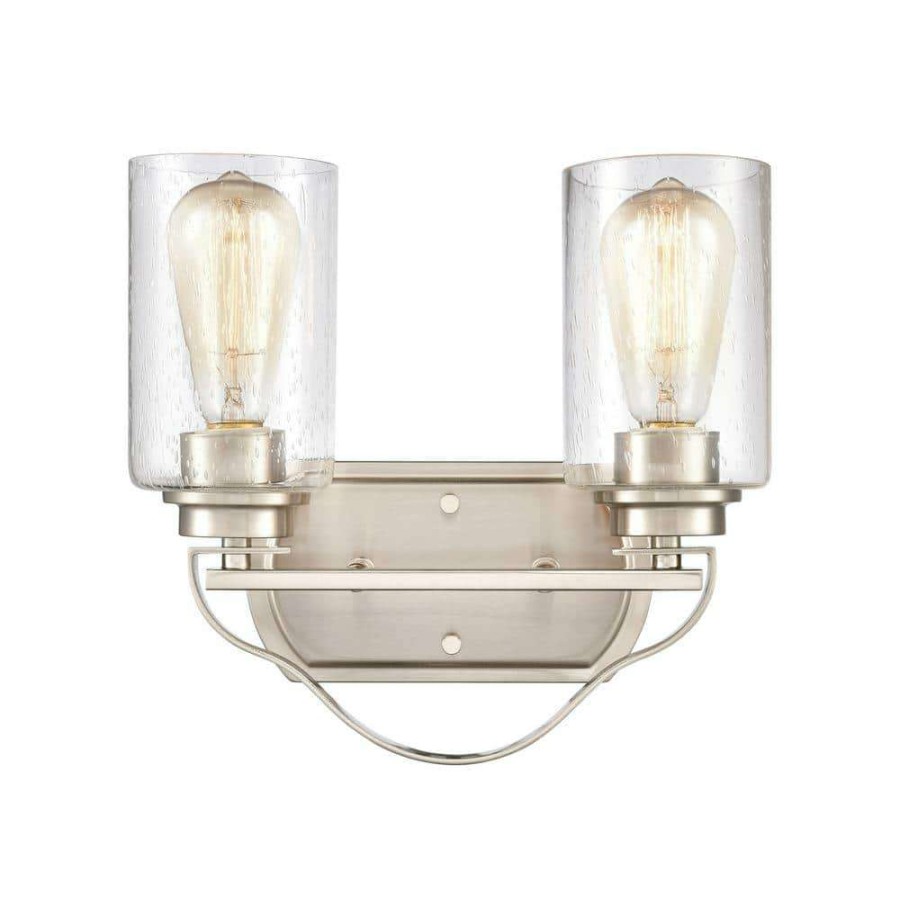 Vanity Lighting * | 12 In. 2 Light Brushed Nickel Vanity Light By Titan Lighting