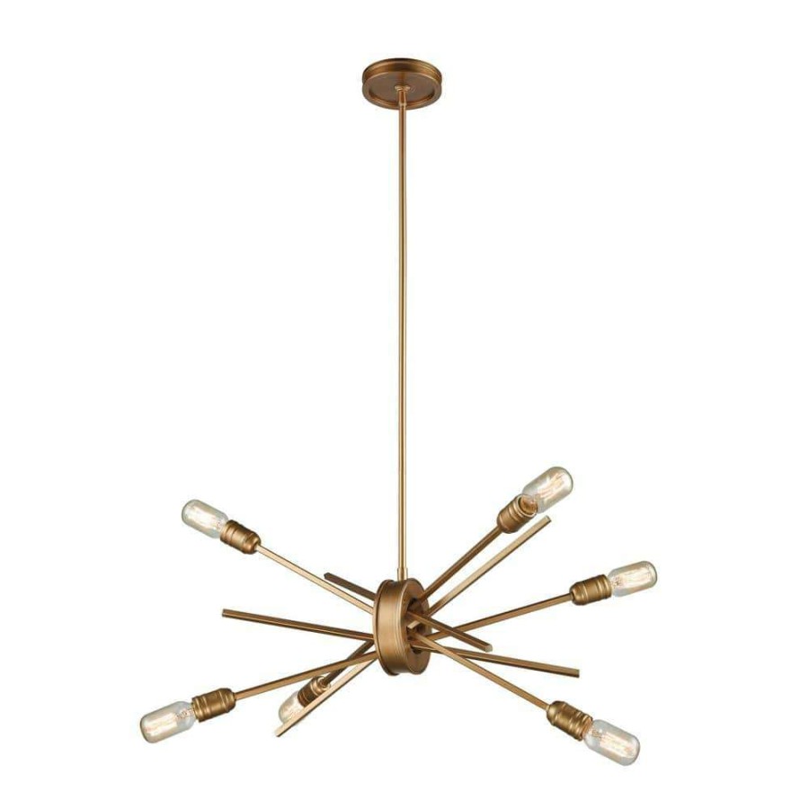 Chandeliers * | Xenia 6-Light Small Matte Gold Chandelier By Titan Lighting