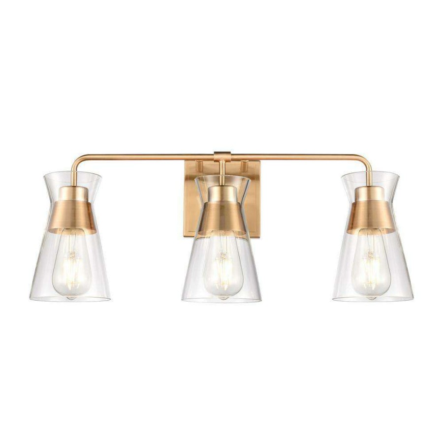 Vanity Lighting * | Brookville 22 In. 3-Light Burnished Brass Vanity Light By Titan Lighting