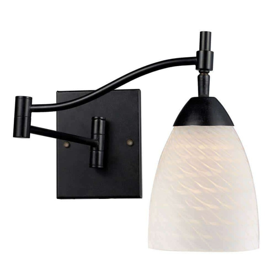 Lamps * | Celina 1-Light Dark Rust Wall-Mount Swingarm Sconce By Titan Lighting