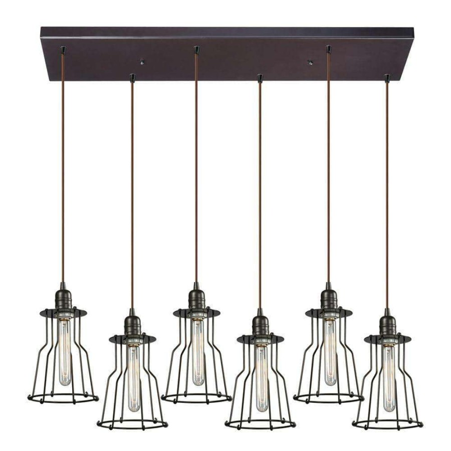 Pendant Lights * | Brightling Collection 6-Light Oil Rubbed Bronze Mini Pendant By Titan Lighting