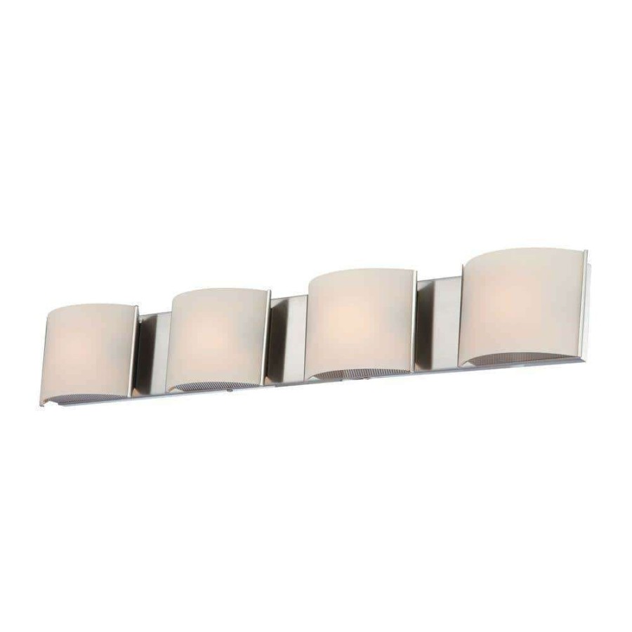 Vanity Lighting * | Pandora 4-Light Chrome Vanity Light With White Opal Glass By Titan Lighting