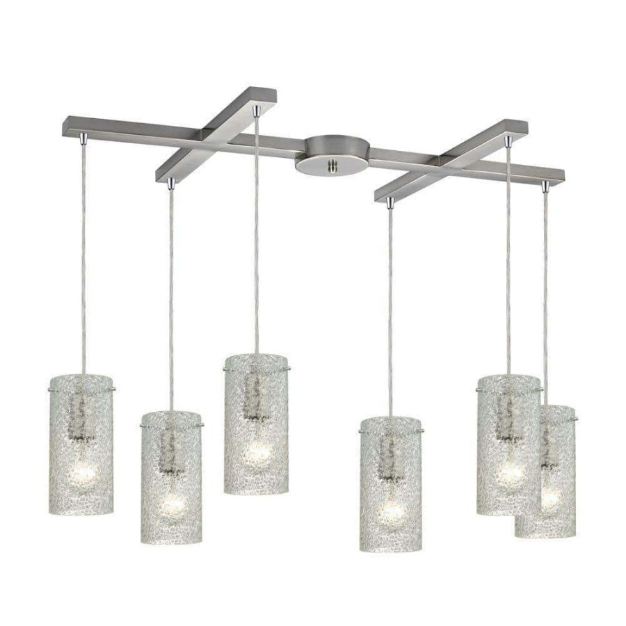 Pendant Lights * | Ice Fragments 6-Light Satin Nickel Pendant By Titan Lighting