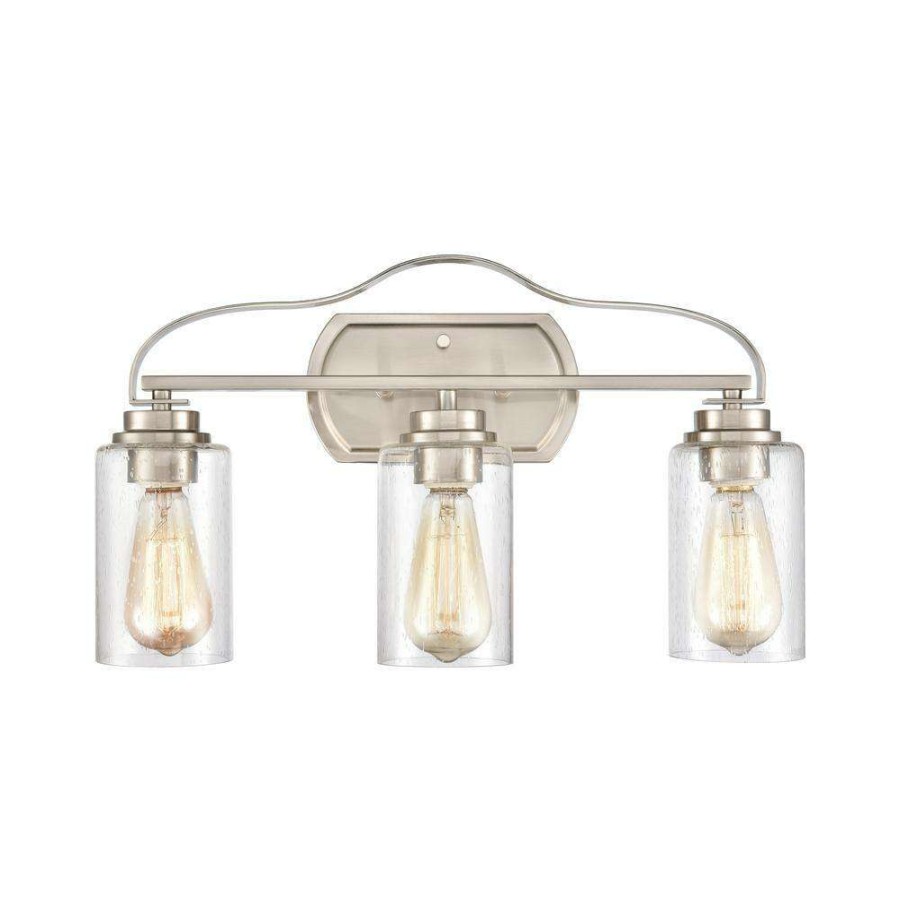 Vanity Lighting * | 20 In. 3 Light Brushed Nickel Vanity Light By Titan Lighting