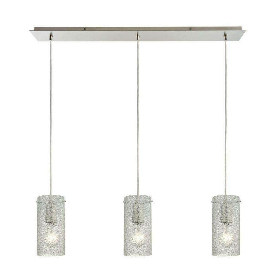 Pendant Lights * | Ice Fragments 3-Light Linear Satin Nickel Pendant By Titan Lighting