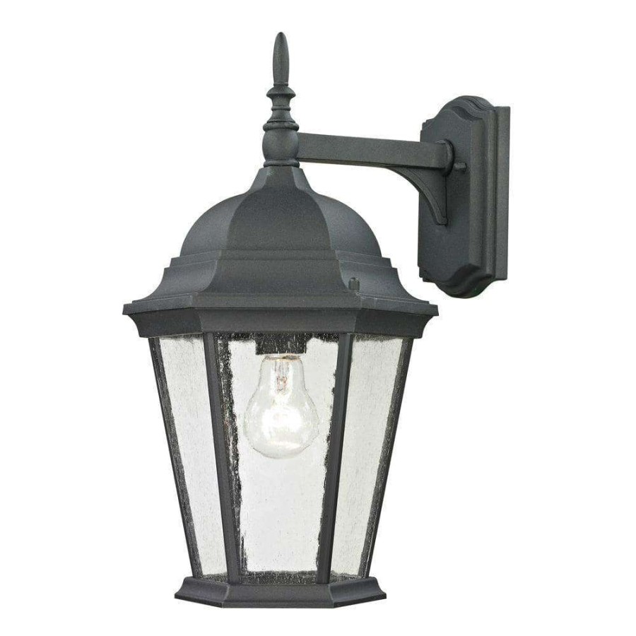 Outdoor Lighting * | Temple Hill 1-Light Outdoor Matte Textured Black Sconce By Titan Lighting