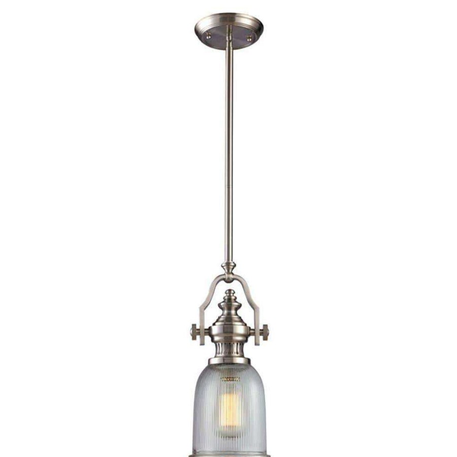 Pendant Lights * | Chadwick 1-Light Satin Nickel Ceiling Mount Pendant By Titan Lighting