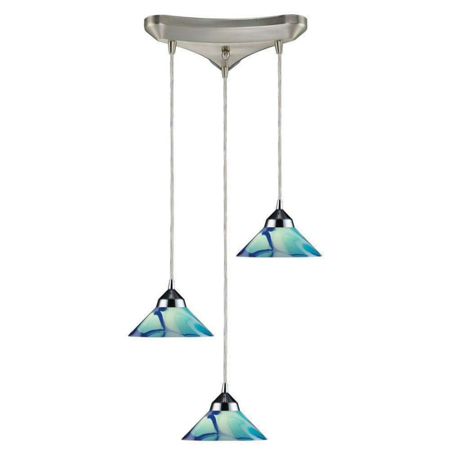 Pendant Lights * | Refraction 3-Light Polished Chrome Ceiling Mount Pendant By Titan Lighting