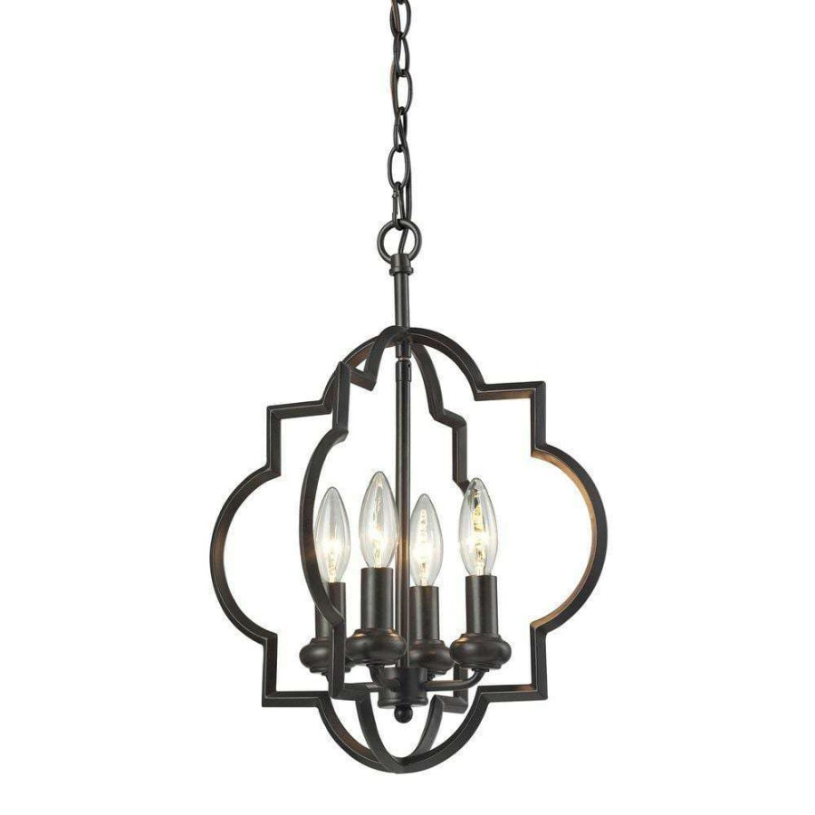 Pendant Lights * | Chandette 4-Light Oil Rubbed Bronze Pendant By Titan Lighting