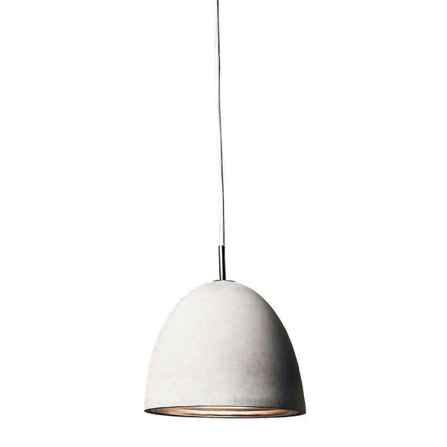 Pendant Lights * | Castle 1-Light Poured Concrete With Chrome Reflector Small Pendant By Titan Lighting