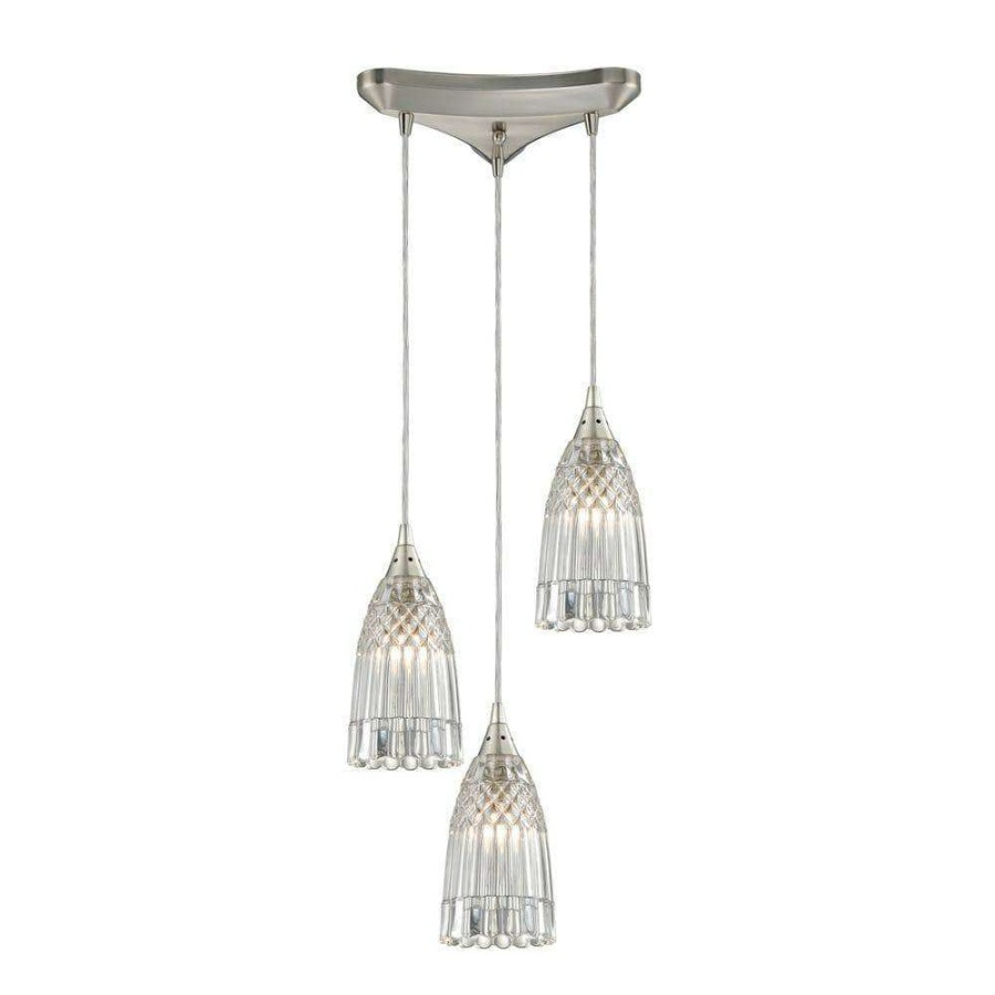 Pendant Lights * | Kersey 3-Light Satin Nickel Pendant By Titan Lighting