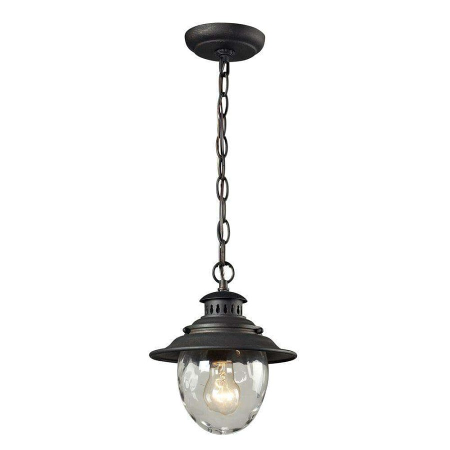 Outdoor Lighting * | Searsport 1-Light Weathered Charcoal Outdoor Pendant By Titan Lighting