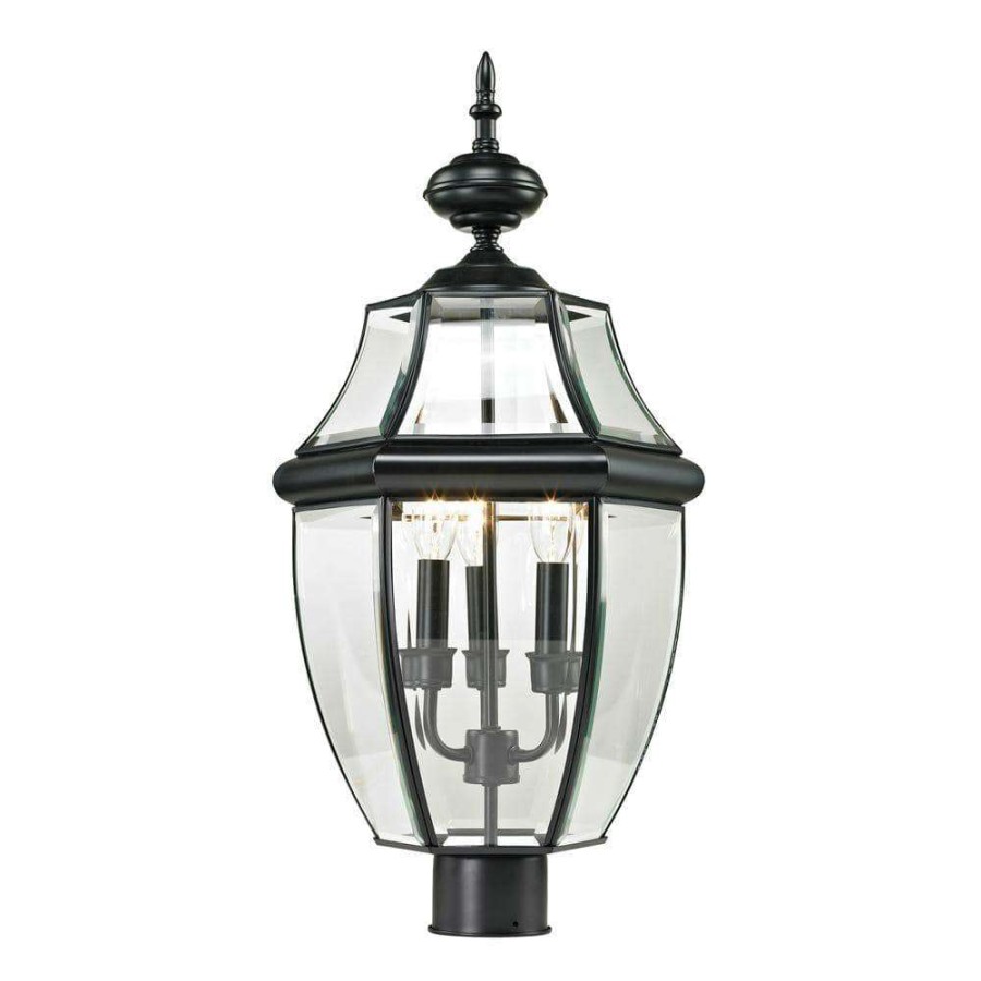 Outdoor Lighting * | Ashford 3-Light Outdoor Black Post Lantern By Titan Lighting