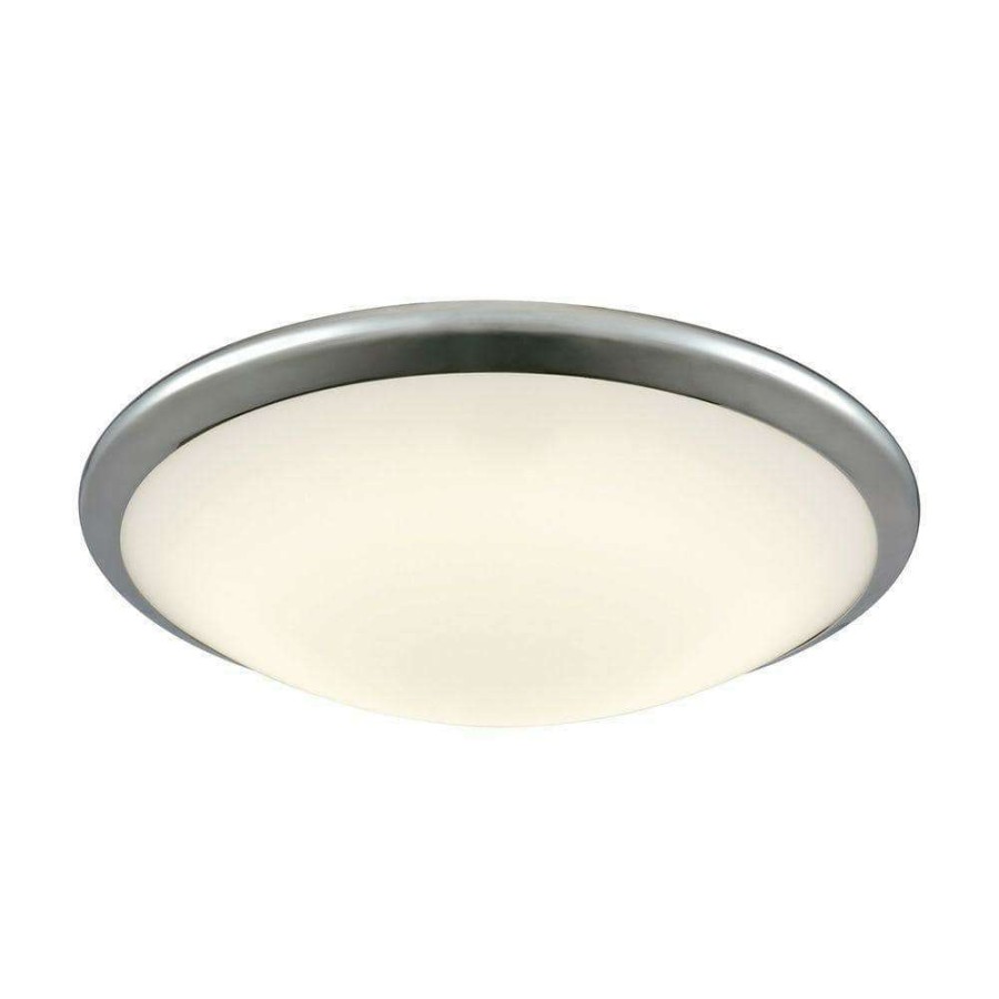 Chandeliers * | Clancy Chrome And Opal Glass Large Round Led Flush Mount By Titan Lighting