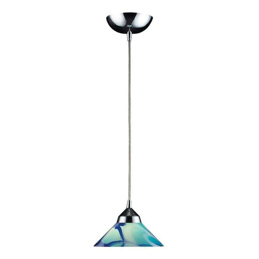 Pendant Lights * | Refraction 1-Light Polished Chrome Ceiling Mount Pendant By Titan Lighting