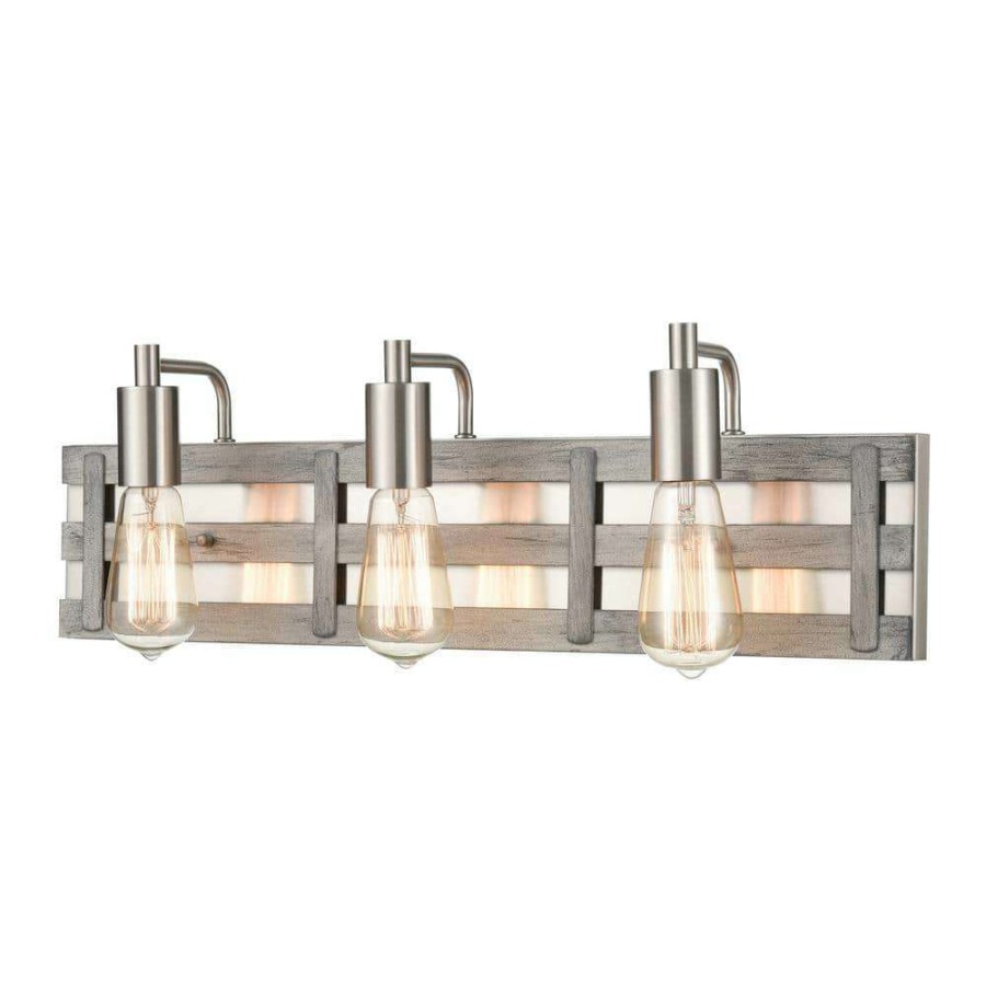 Vanity Lighting * | Brigantine 23 In. 3-Light Weathered Driftwood Vanity Light By Titan Lighting