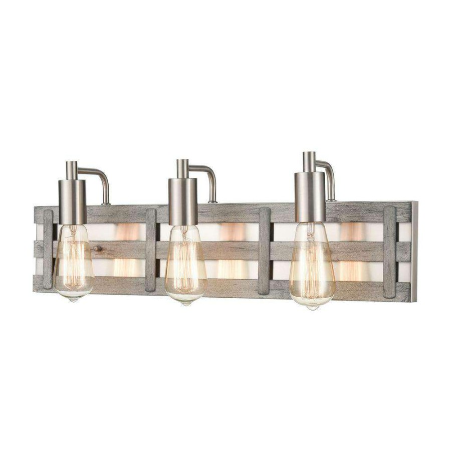 Vanity Lighting * | Brigantine 23 In. 3-Light Weathered Driftwood Vanity Light By Titan Lighting