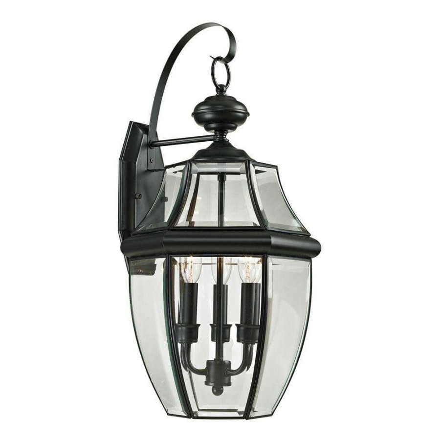 Outdoor Lighting * | Ashford 3-Light Outdoor Black Wall Lantern Sconce By Titan Lighting