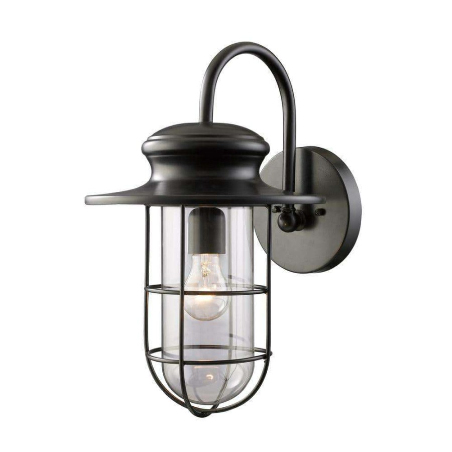 Outdoor Lighting * | Portside 1-Light Outdoor Matte Black Wall Sconce By Titan Lighting