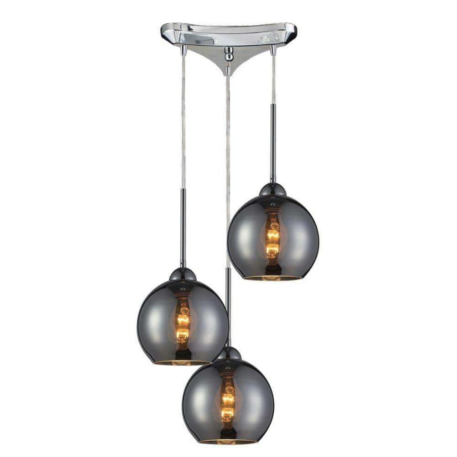 Pendant Lights * | Cassandra 3-Light Polished Chrome Ceiling Mount Pendant By Titan Lighting