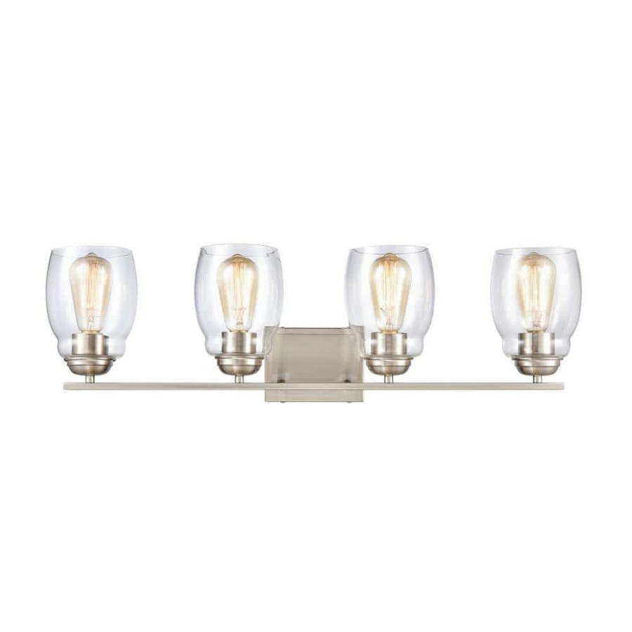 Vanity Lighting * | 30.5 In. 4 Light Brushed Nickel Vanity Light By Titan Lighting