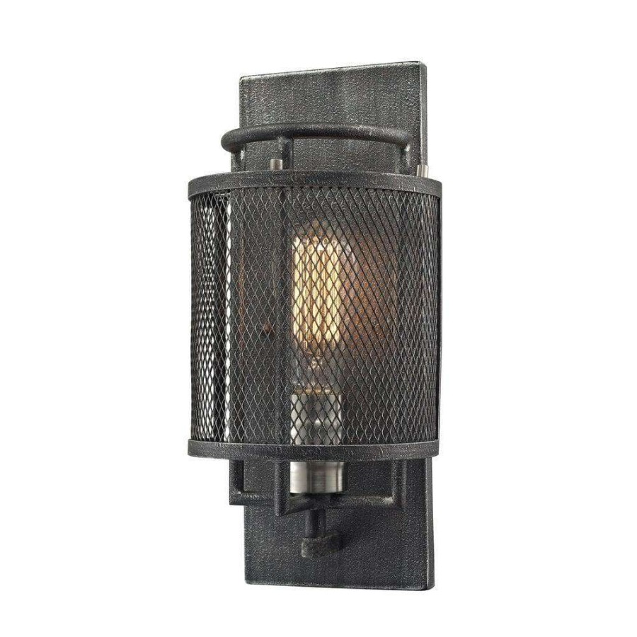 Wall Sconces * | Slatington 1-Light Silvered Graphite/Brushed Nickel Sconce By Titan Lighting