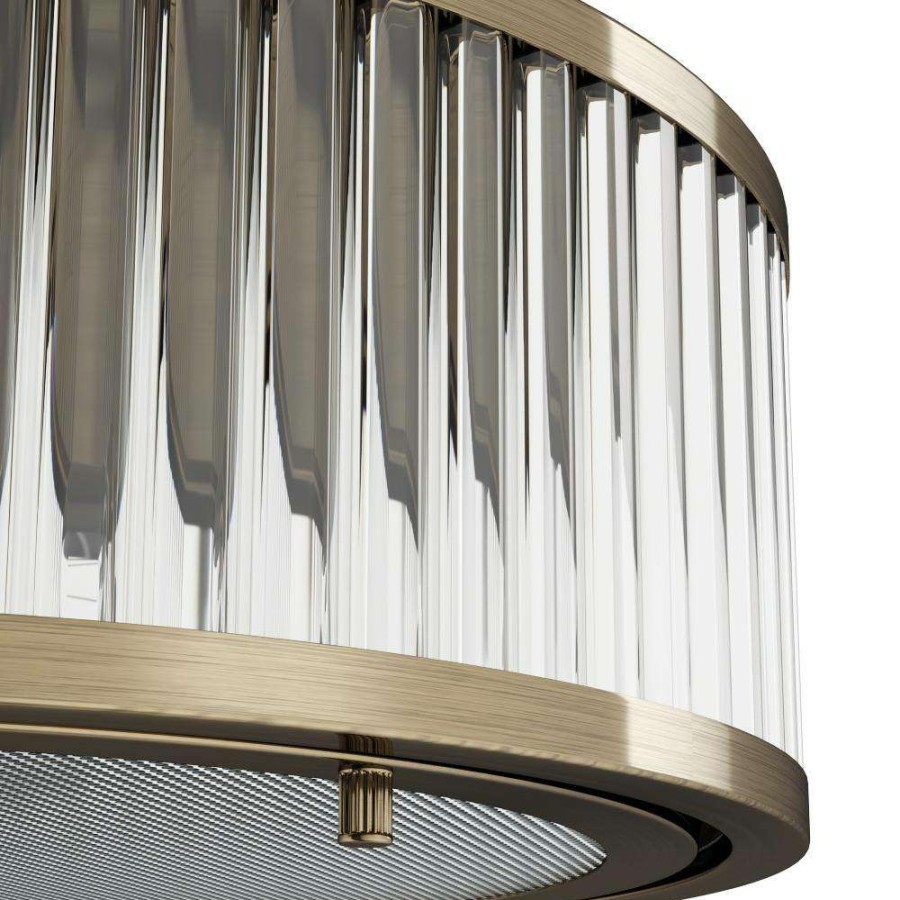 Chandeliers * | Munsey Park Collection 3-Light Aged Brass Flushmount By Titan Lighting