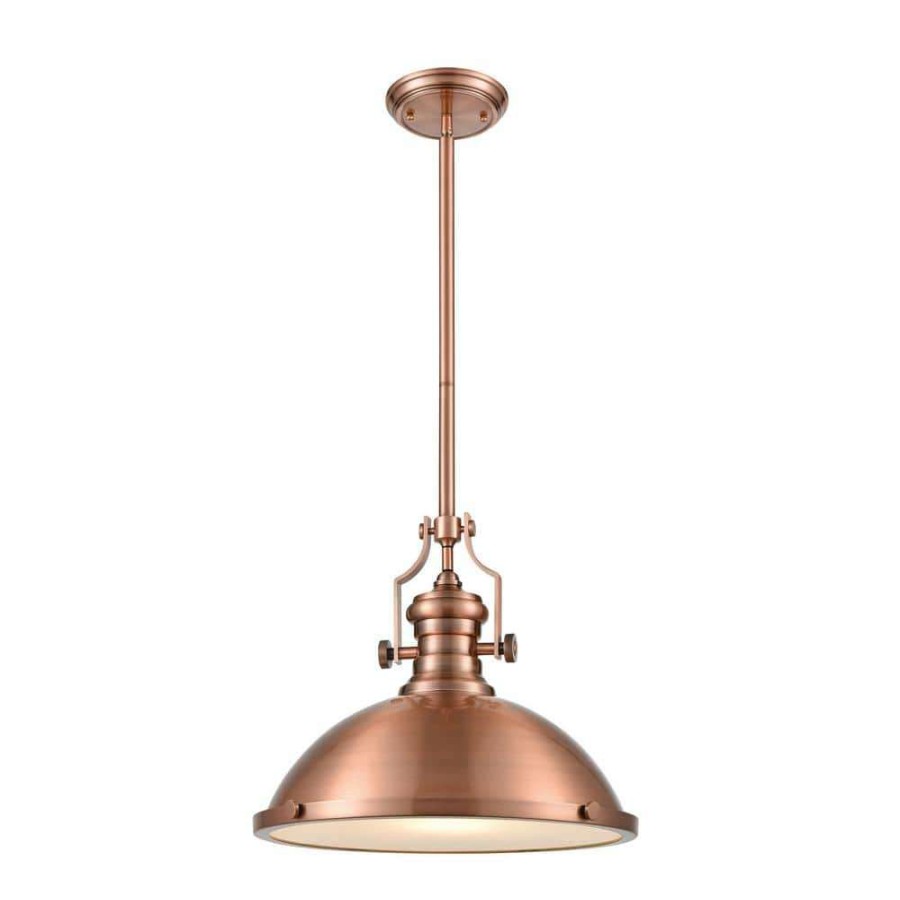 Pendant Lights * | Chadwick 1-Light Antique Copper Ceiling Mount Pendant By Titan Lighting