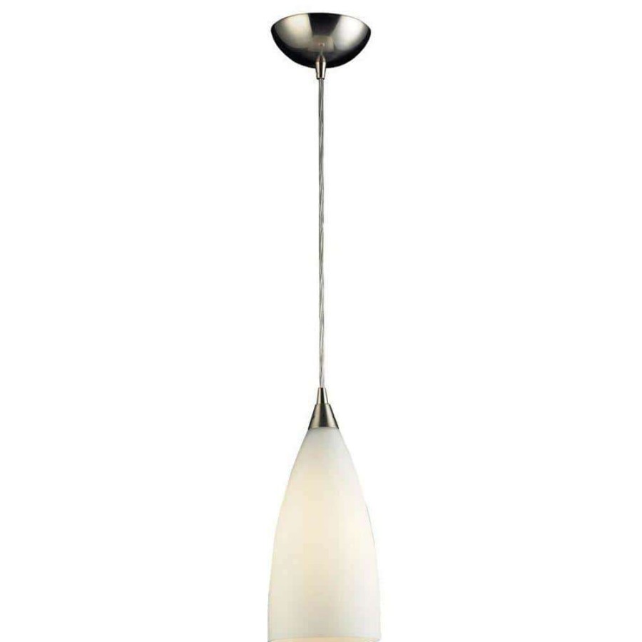 Pendant Lights * | Vesta 1-Light Satin Nickel Ceiling Pendant By Titan Lighting