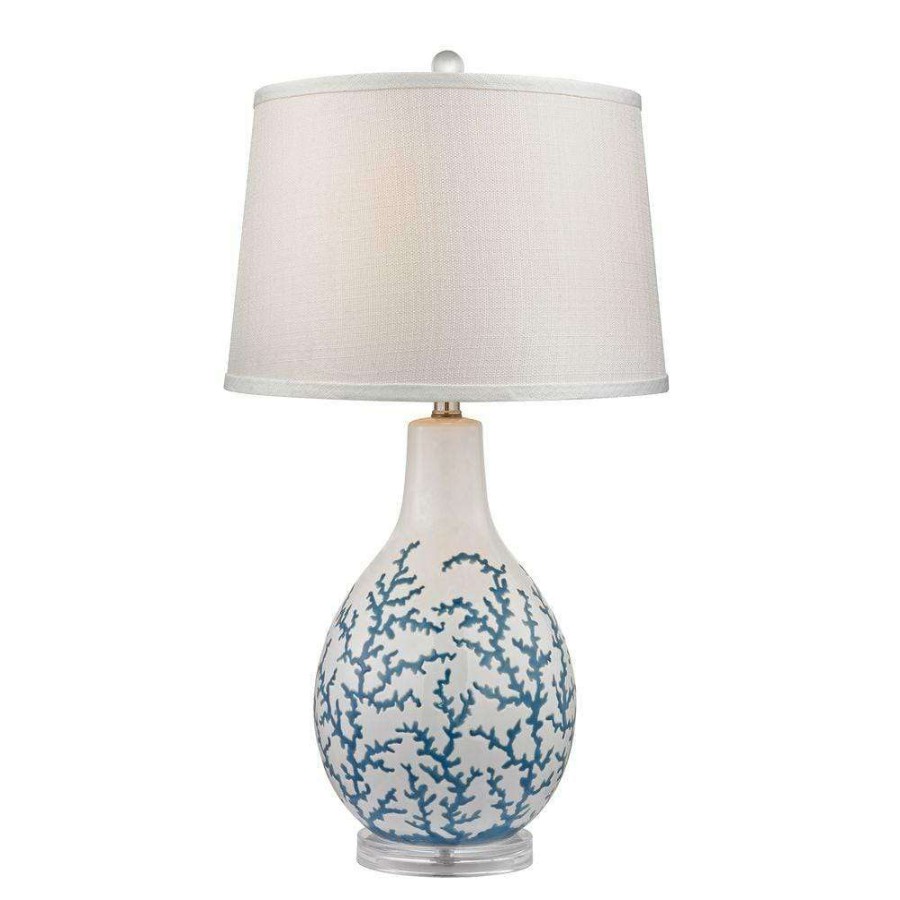 Lamps * | Sixpenny 27 In. White Blue Coral Table Lamp By Titan Lighting