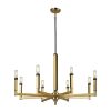 Chandeliers * | Mandeville 8-Light Round Satin Brass With Oil Rubbed Bronze Accents Chandelier By Titan Lighting