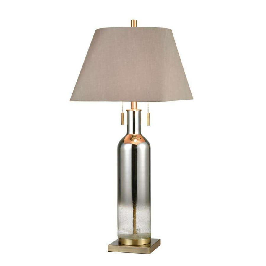 Lamps * | Scribe 2-Light Table Lamp In Chrome And Seeded Glass By Titan Lighting