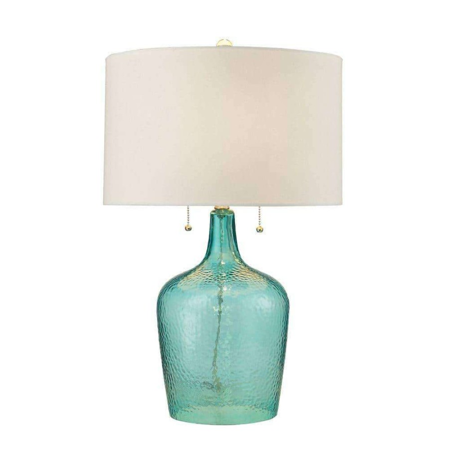 Lamps * | 26 In. Hatteras Seabreeze Hammered Glass Table Lamp By Titan Lighting