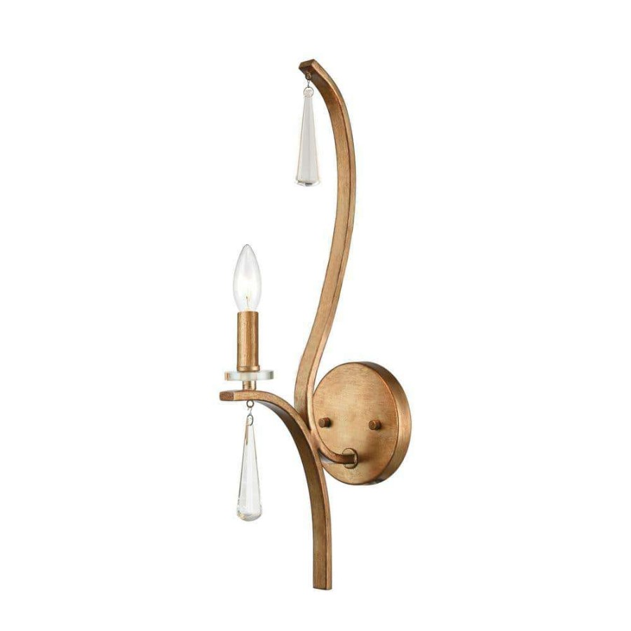 Wall Sconces * | Katania 1-Light Antique Gold Wall Sconce By Titan Lighting