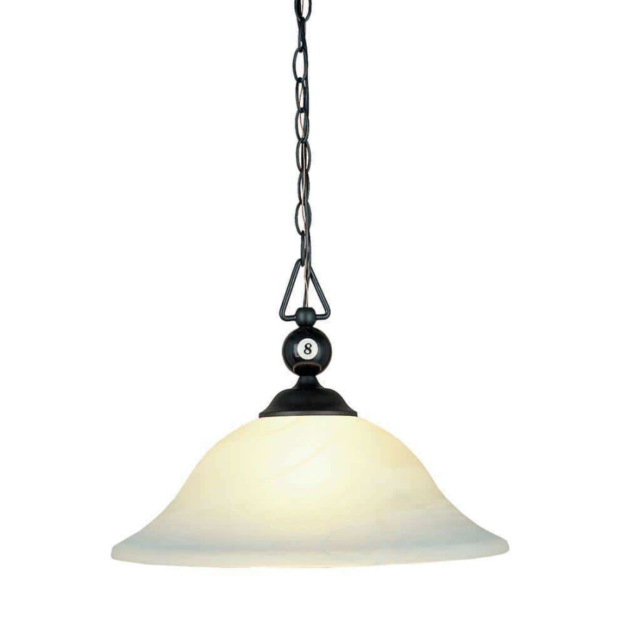 Pendant Lights * | Chalkie 1-Light Matte Black Billiard-Themed Pendant With White Shade By Titan Lighting