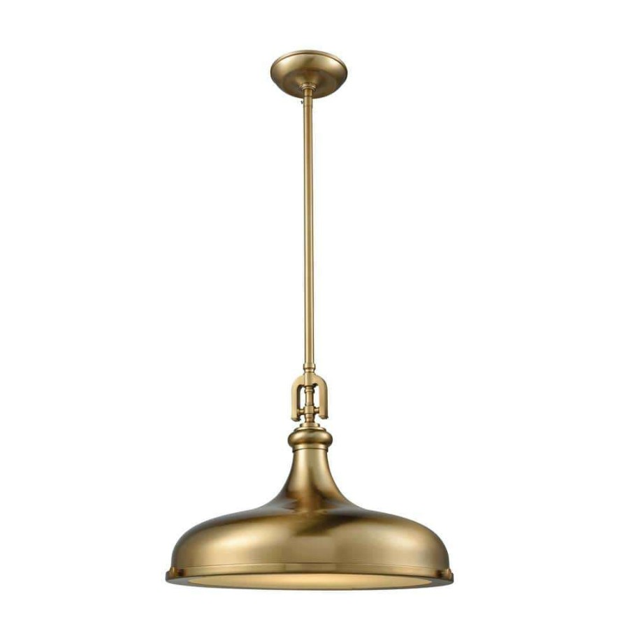 Pendant Lights * | Rutherford 1-Light Satin Brass With Frosted Glass Diffuser Pendant By Titan Lighting