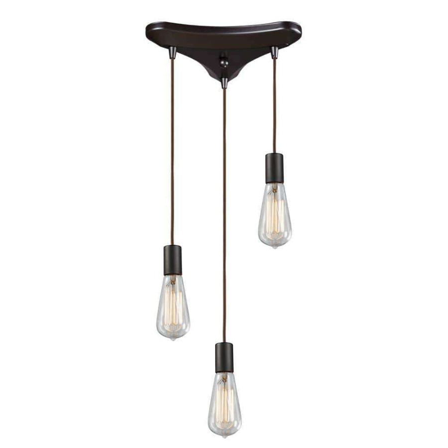 Pendant Lights * | Menlow Park 3-Light Oiled Bronze Ceiling Mount Pendant By Titan Lighting