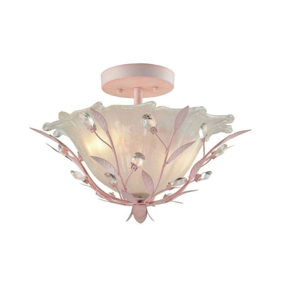 Pendant Lights * | Circeo 2-Light Pink Semi Flush Mount By Titan Lighting