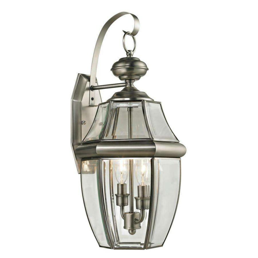 Outdoor Lighting * | Ashford 2-Light Outdoor Brushed Nickel Sconce By Titan Lighting