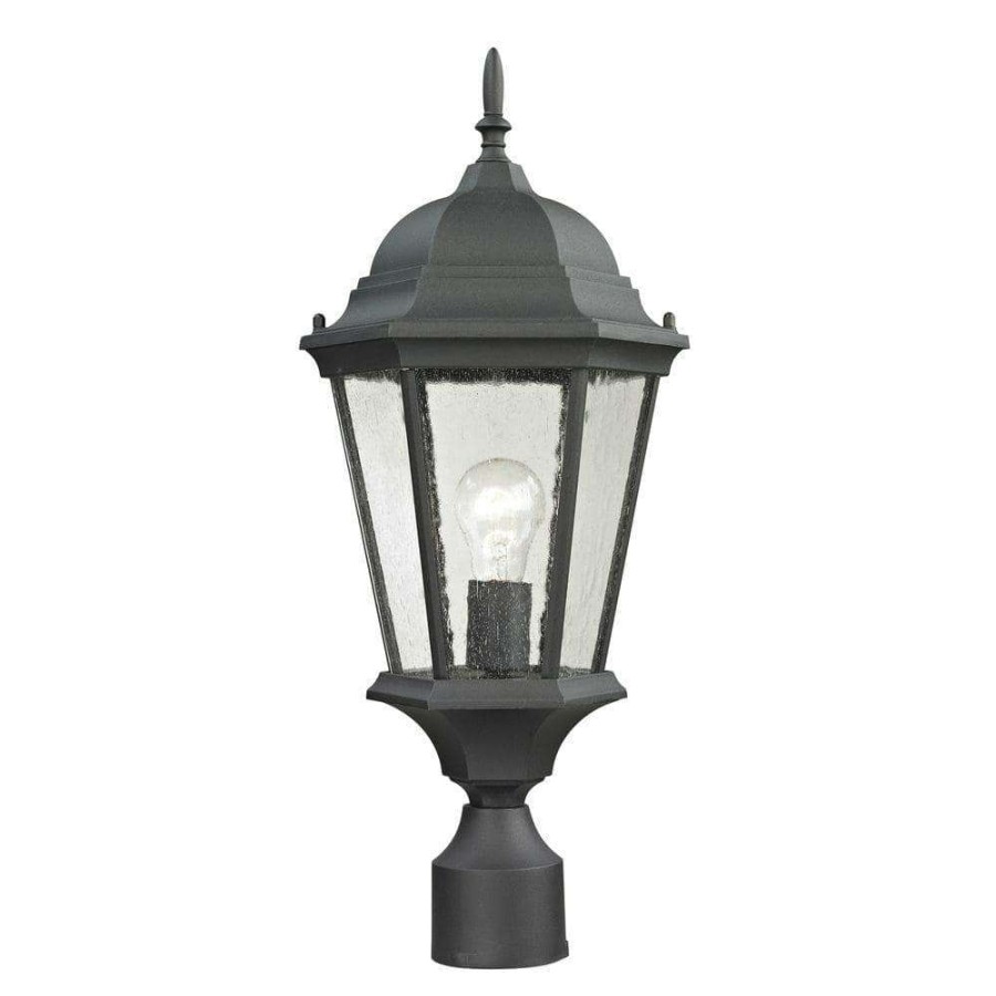 Outdoor Lighting * | Temple Hill 1-Light Outdoor Matte Textured Black Post Lantern By Titan Lighting